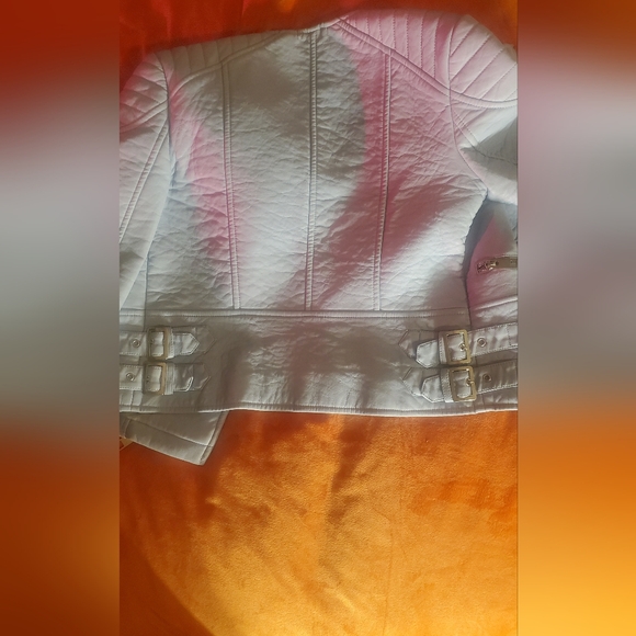 Zara baby blue THICK lined jacket zipper and buckle details some flaws in neck - Picture 2 of 6